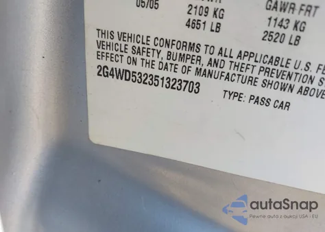 2005 Buick Lacrosse Cxl z USA, uszkodzony, nr VIN 2G4WD532351323703